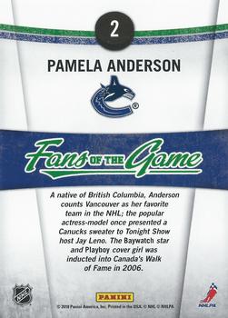 2010-11 Donruss - Fans of the Game #2 Pamela Anderson Back