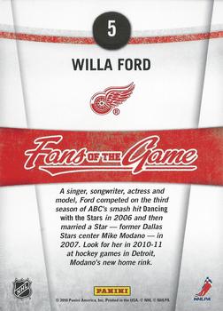 2010-11 Donruss - Fans of the Game #5 Willa Ford Back