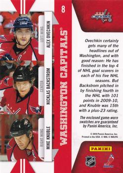 2010-11 Donruss - Line of the Times #8 Alex Ovechkin / Nicklas Backstrom / Mike Knuble Back