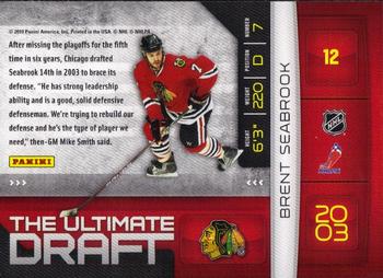 2010-11 Donruss - The Ultimate Draft #12 Brent Seabrook Back