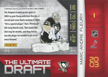 2010-11 Donruss - The Ultimate Draft #1 Marc-Andre Fleury Back
