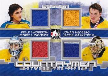 2010-11 In The Game Between The Pipes - Countrymen Quad Memorabilia Silver #CM-06 Pelle Lindbergh / Johan Hedberg / Henrik Lundqvist / Jacob Markstrom  Front