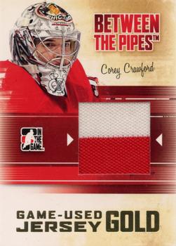 2010-11 In The Game Between The Pipes - Jerseys Gold #M-07 Corey Crawford  Front