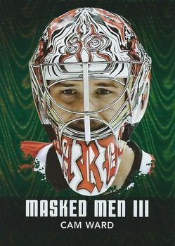 2010-11 In The Game Between The Pipes - Masked Men III Emerald #MM-08 Cam Ward Front