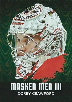 2010-11 In The Game Between The Pipes - Masked Men III Emerald #MM-11 Corey Crawford Front