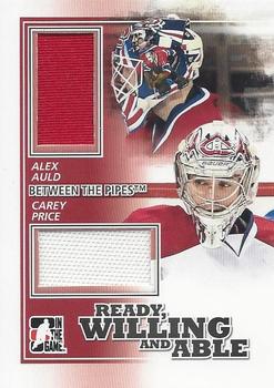 2010-11 In The Game Between The Pipes - Ready Willing and Able Jerseys Black #RWA-01 Carey Price / Alex Auld  Front