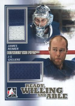 2010-11 In The Game Between The Pipes - Ready Willing and Able Jerseys Gold #RWA-08 Jean-Sebastien Giguere / James Reimer  Front