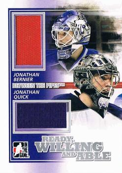 2010-11 In The Game Between The Pipes - Ready Willing and Able Jerseys Silver #RWA-06 Jonathan Quick / Jonathan Bernier  Front