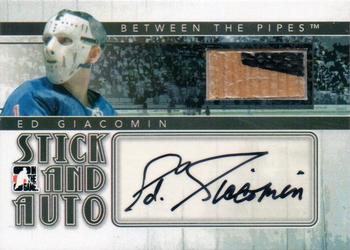 2010-11 In The Game Between The Pipes - Stick Autographs Black #SA-EG Ed Giacomin Front