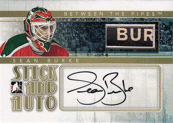 2010-11 In The Game Between The Pipes - Stick Autographs Gold #SA-SB Sean Burke  Front
