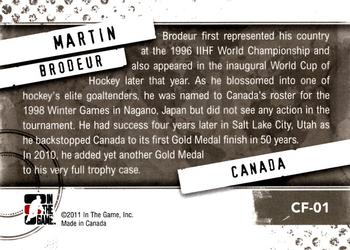 2010-11 In The Game Between The Pipes - Their Country's Finest #CF-01 Martin Brodeur  Back