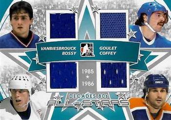 2010-11 In The Game Decades 1980s - All-Stars Jerseys Silver #AS-07 John Vanbiesbrouck / Michel Goulet / Mike Bossy / Paul Coffey  Front