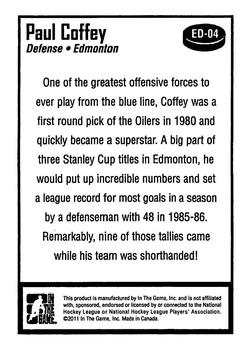 2010-11 In The Game Decades 1980s - Edmonton Dynasty #ED-04 Paul Coffey  Back