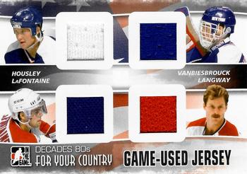 2010-11 In The Game Decades 1980s - For Your Country Jerseys Black #FYCJ-06 Phil Housley / John Vanbiesbrouck / Pat LaFontaine / Rod Langway  Front