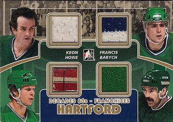2010-11 In The Game Decades 1980s - Franchise Jerseys Gold #F-07 Dave Keon / Ron Francis / Mark Howe / Dave Babych  Front