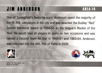2010-11 In The Game Heroes and Prospects - AHL 75th Anniversary #AHLA-14 Jim Anderson  Back