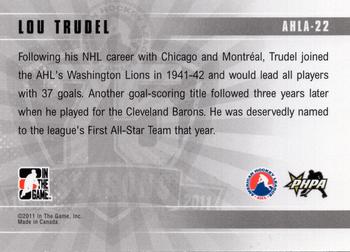 2010-11 In The Game Heroes and Prospects - AHL 75th Anniversary #AHLA-22 Louis Trudel Back
