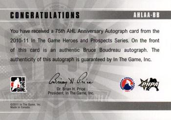 2010-11 In The Game Heroes and Prospects - AHL 75th Anniversary Autographs #AHLAA-BB Bruce Boudreau  Back