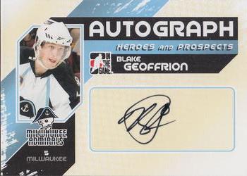 2010-11 In The Game Heroes and Prospects - Autographs #A-BGE Blake Geoffrion  Front