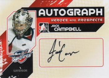 2010-11 In The Game Heroes and Prospects - Autographs #A-JC Jack Campbell  Front