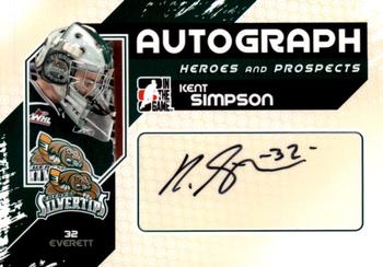 2010-11 In The Game Heroes and Prospects - Autographs #A-KS Kent Simpson  Front