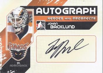 2010-11 In The Game Heroes and Prospects - Autographs #A-JBA Johan Backlund  Front