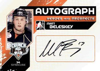 2010-11 In The Game Heroes and Prospects - Autographs #A-MBE Matt Beleskey  Front