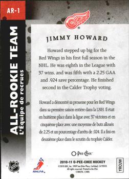 2010-11 O-Pee-Chee - All Rookie Team #AR-1 Jimmy Howard Back