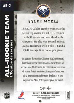 2010-11 O-Pee-Chee - All Rookie Team #AR-2 Tyler Myers  Back