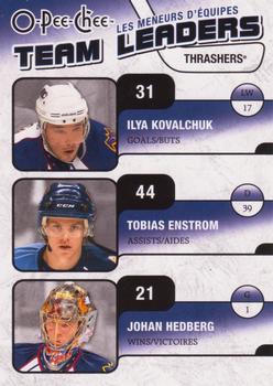 2010-11 O-Pee-Chee - Team Leaders #TL-2 Johan Hedberg / Ilya Kovalchuk / Tobias Enstrom  Front