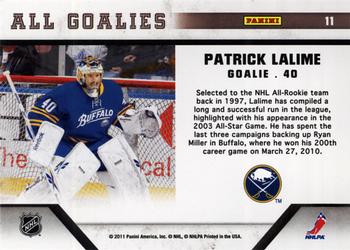 2010-11 Panini All Goalies - Up Close #11 Patrick Lalime Back