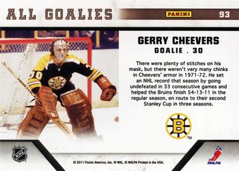 2010-11 Panini All Goalies - Up Close #93 Gerry Cheevers Back