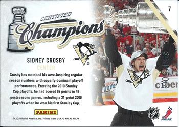 2010-11 Panini Certified - Champions #7 Sidney Crosby  Back