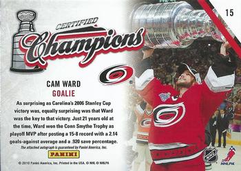 2010-11 Panini Certified - Champions Autographs #15 Cam Ward  Back