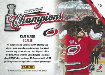 2010-11 Panini Certified - Champions Mirror Red #15 Cam Ward  Back