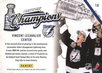2010-11 Panini Certified - Champions Mirror Red #18 Vincent Lecavalier  Back