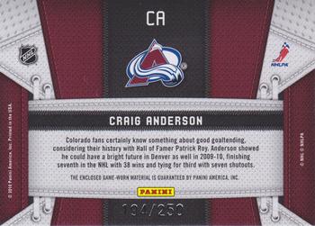 2010-11 Panini Certified - Fabric of the Game #CA Craig Anderson  Back