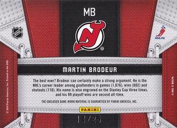 2010-11 Panini Certified - Fabric of the Game NHL Die Cut #MB Martin Brodeur  Back