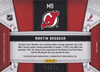 2010-11 Panini Certified - Fabric of the Game Prime #MB Martin Brodeur  Back