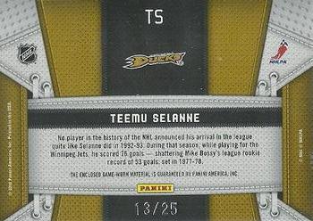 2010-11 Panini Certified - Fabric of the Game Team Die Cut #TS Teemu Selanne  Back