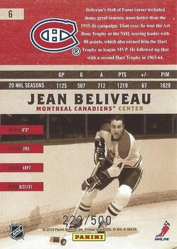 2010-11 Panini Certified - Legends #6 Jean Beliveau  Back