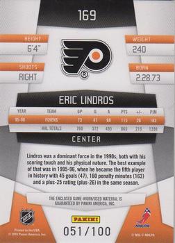2010-11 Panini Certified - Mirror Blue Materials #169 Eric Lindros  Back