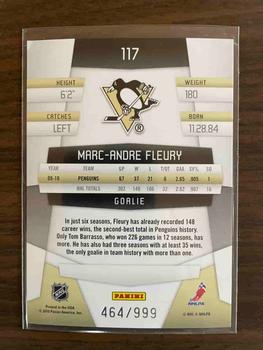 2010-11 Panini Certified - Platinum Red #117 Marc-Andre Fleury  Back