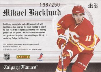 2010-11 Panini Crown Royale - Heirs to the Throne Materials #MB Mikael Backlund  Back
