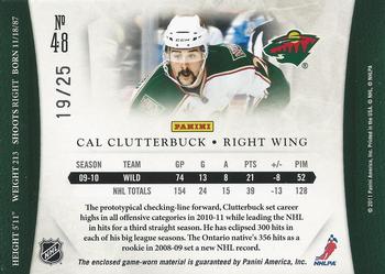 2010-11 Panini Dominion - Jerseys Prime Jersey Number #48 Cal Clutterbuck  Back