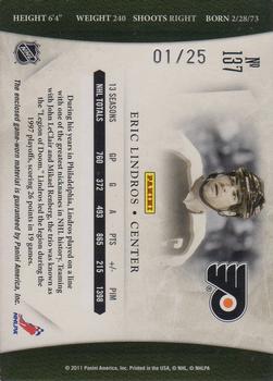 2010-11 Panini Dominion - Jerseys Prime Jersey Number #137 Eric Lindros  Back