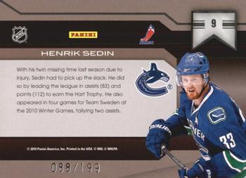 2010-11 Panini Limited - Banner Season #9 Henrik Sedin  Back