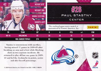 2010-11 Panini Limited - Threads Prime #42 Paul Stastny  Back