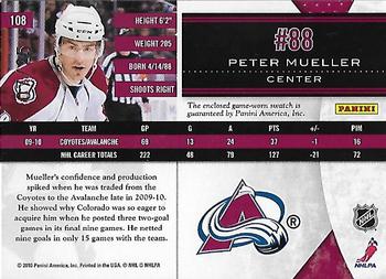 2010-11 Panini Limited - Threads Prime #108 Peter Mueller  Back