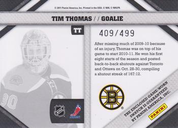 2010-11 Panini Pinnacle - Threads #TT Tim Thomas  Back